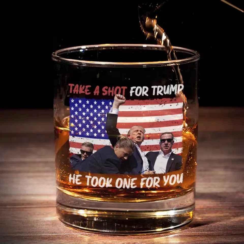 Trumpshooting Fight For America Whiskey Glass, American Flag Wine Glasses, Presents For Dad