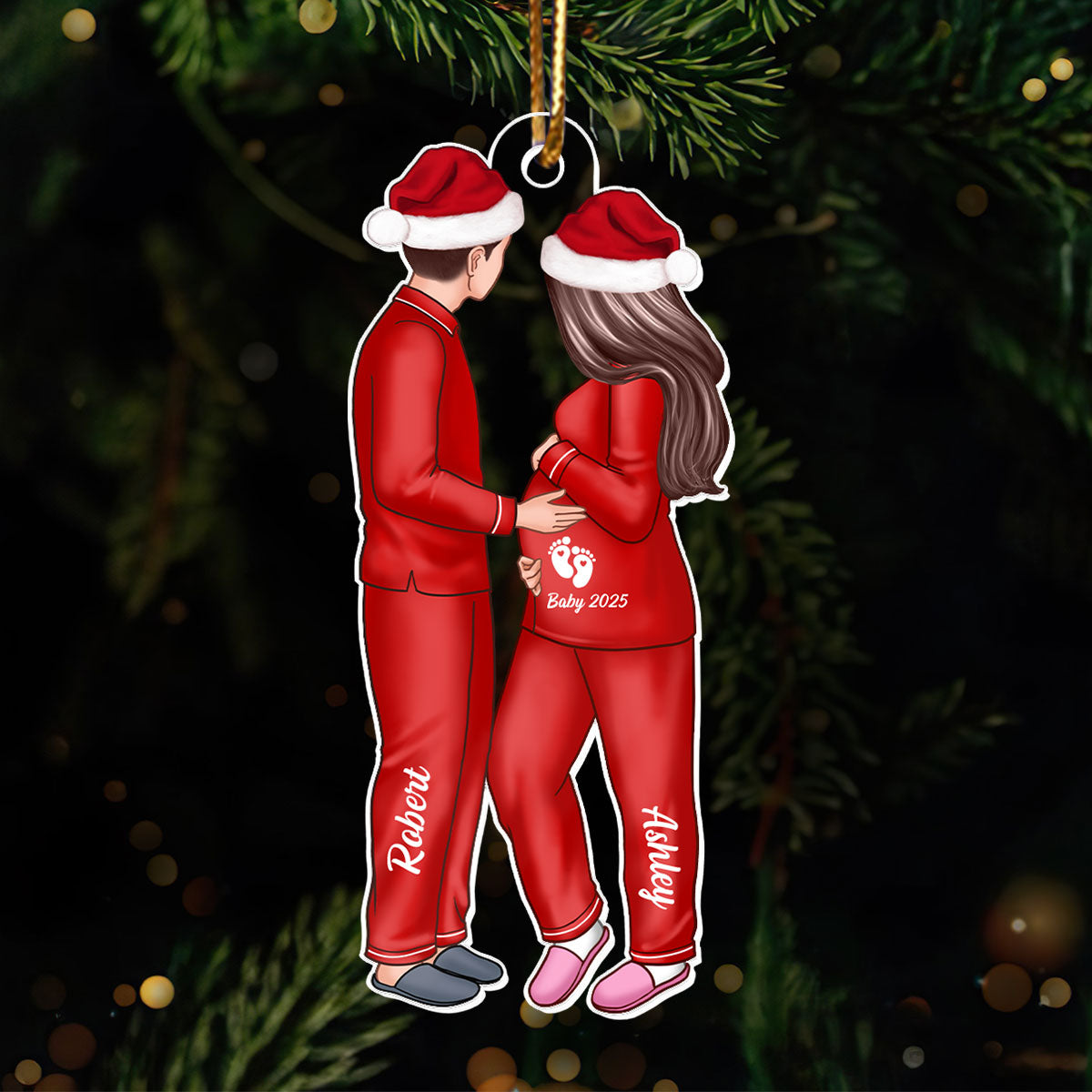 Personalized Pregnant Couple Acrylic Ornament, Pregnancy Christmas Ornament, Newborn Ornament