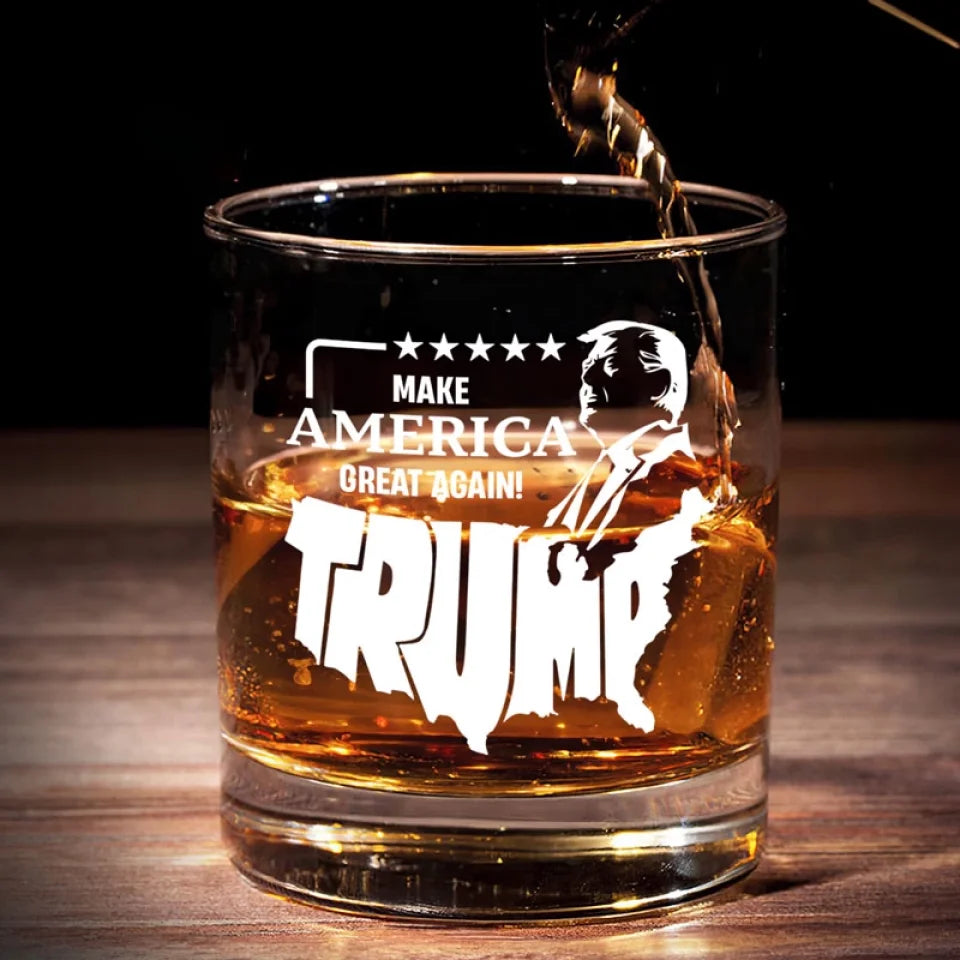 PresidentTrump Making America Great Again Whiskey Glass, Patriot Glass, Cool Gifts For Dad