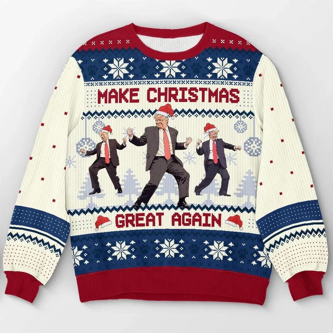 Trump2024 Funny Dancing Make Christmas Great Again Ugly Christmas Sweater