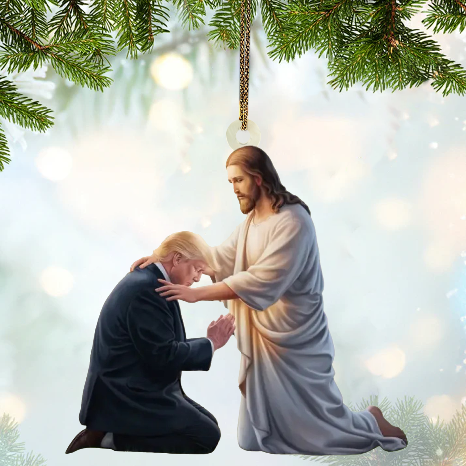 Trump Christmas Gift And Decor Trump 2024 America President Christmas Acrylic Ornament, Christ Ornament