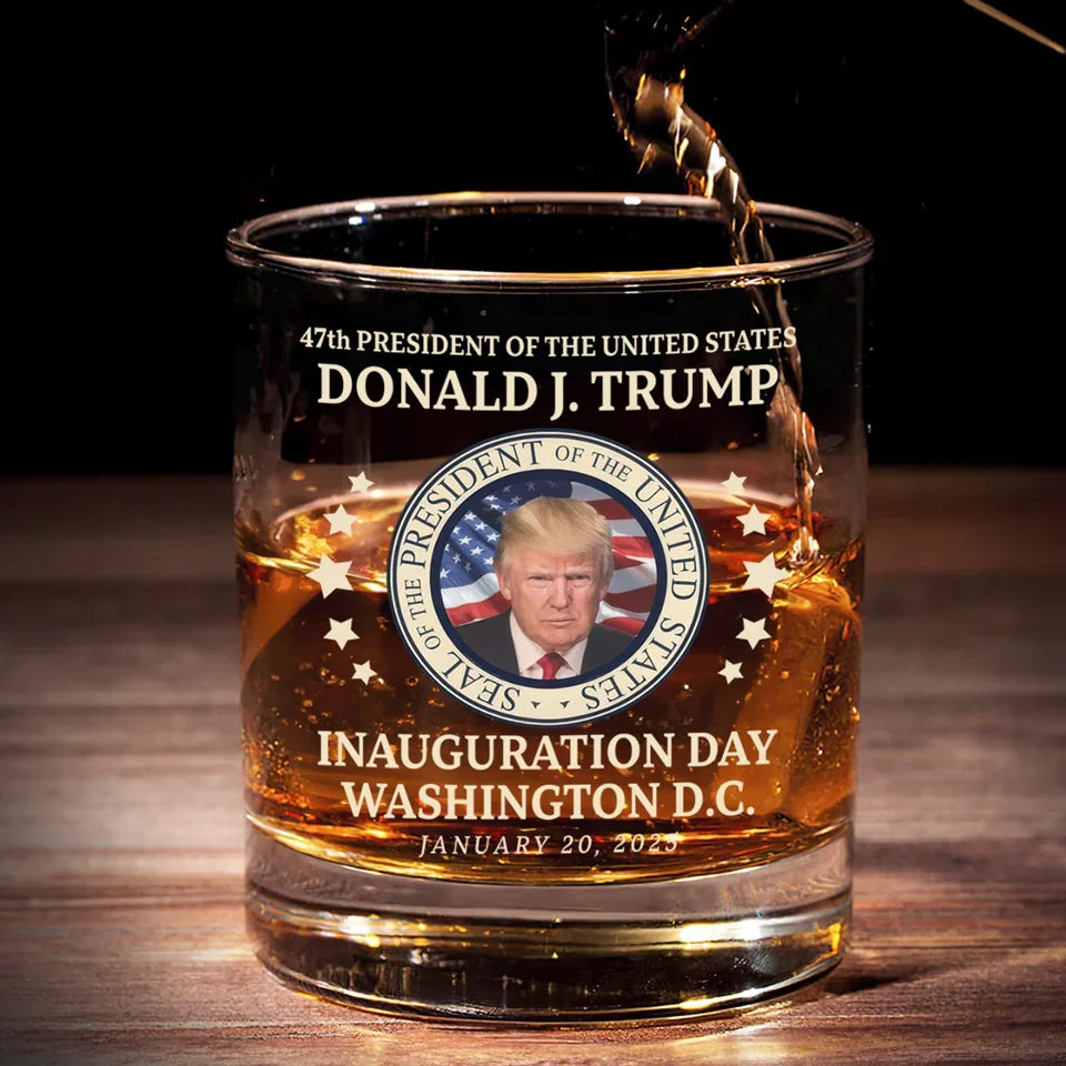 Trump2024 47th President Of The United States Whiskey Glass, Old Fashioned Glass, Cool Gifts For Dad