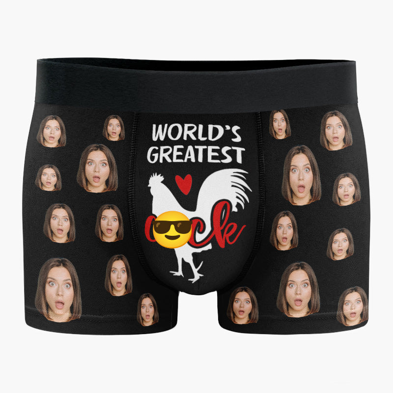 Custom Photo World’s Greatest Cock Men’s Boxer Briefs, Funny Mens Underwear, Valentine's Gift For Him