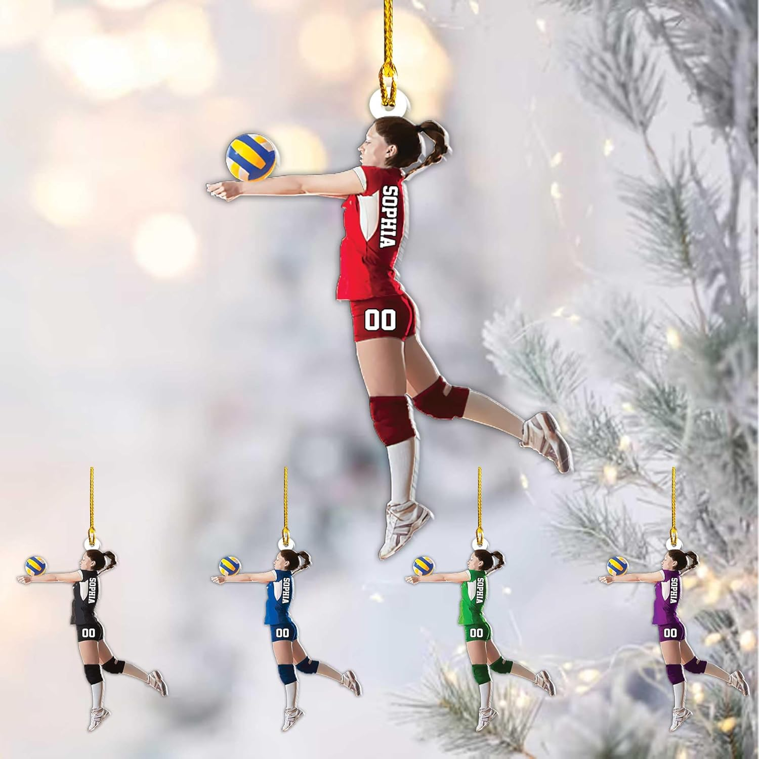 Personalized Woman Volleyball Player Acrylic Ornament, Volleyball Christmas Ornament, Sport Ornament