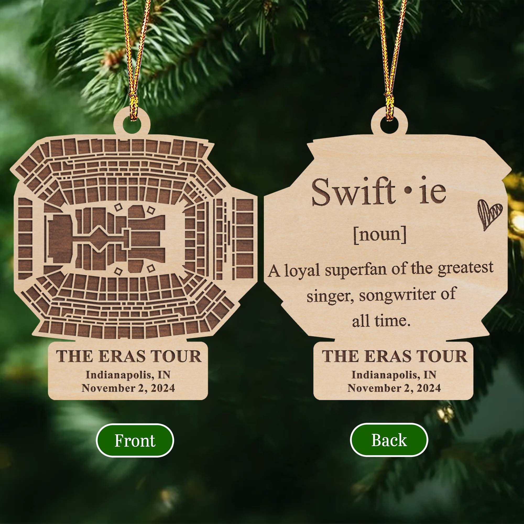 The Eras Tour Indianapolis Stadium Personalized Christmas Ornament, Swiftie Ornament