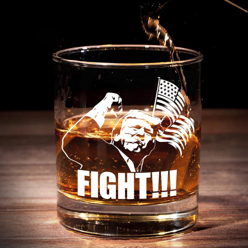 Trumpshot Fight For America Whiskey Glass, Trump2024 Patriotic Wine Glasses