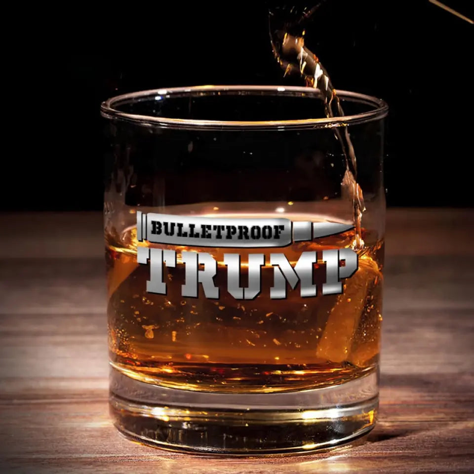 Bulletproof Trump2024 Whiskey Glass, Patriotic Wine Glasses, Patriotic Gifts