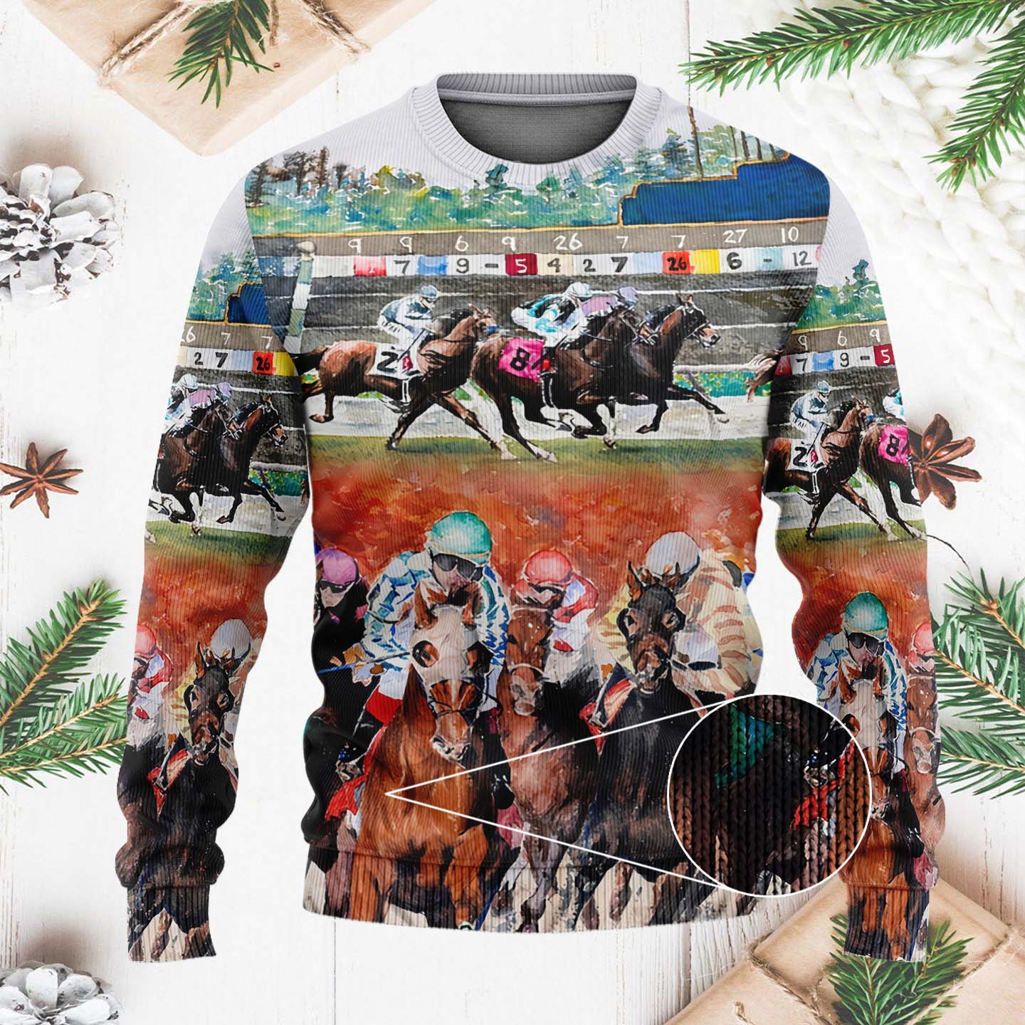 Horse Racing Wild Power Funny Christmas Ugly Sweater, Gift For Horse Lovers