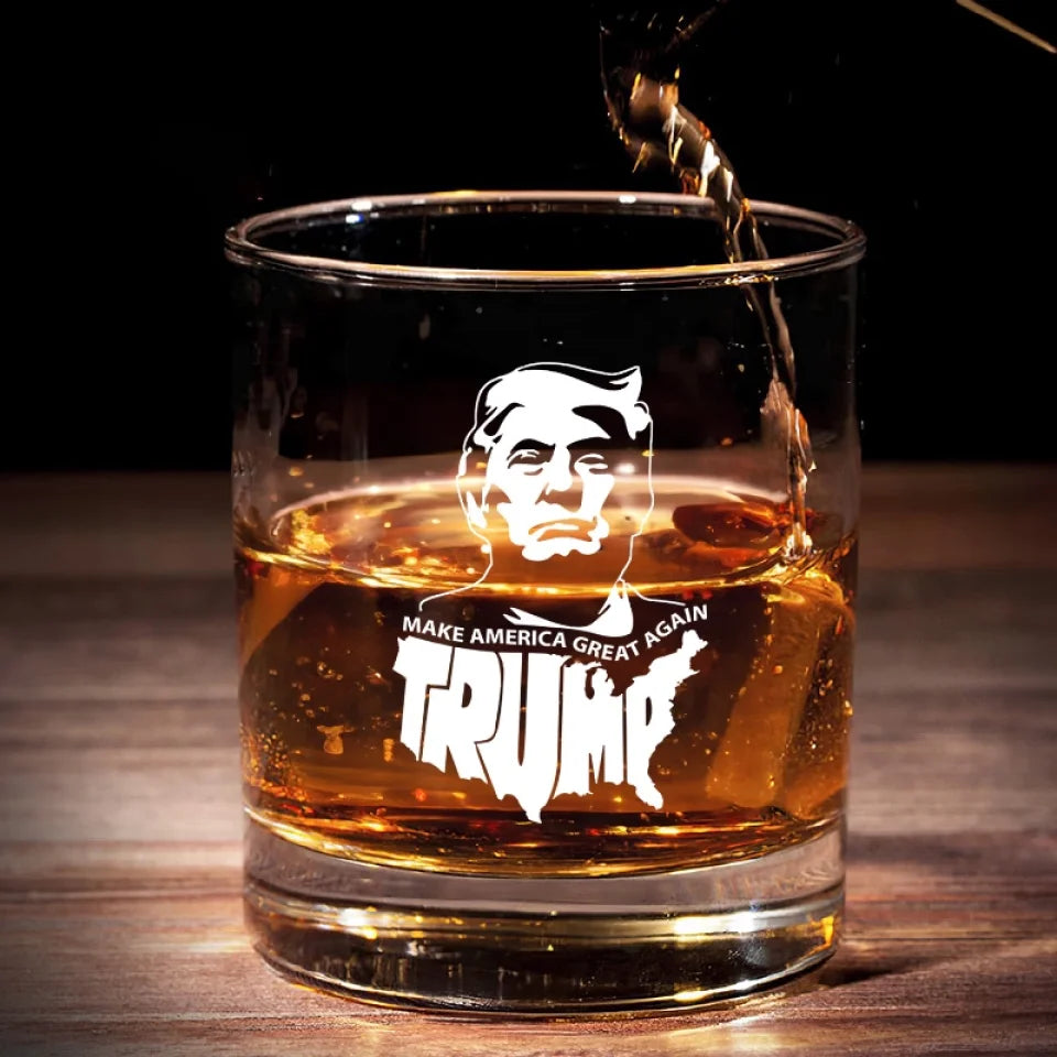 PresidentTrump Making America Great Again Whiskey Glass, Old Fashioned Glass, Cool Gifts For Dad