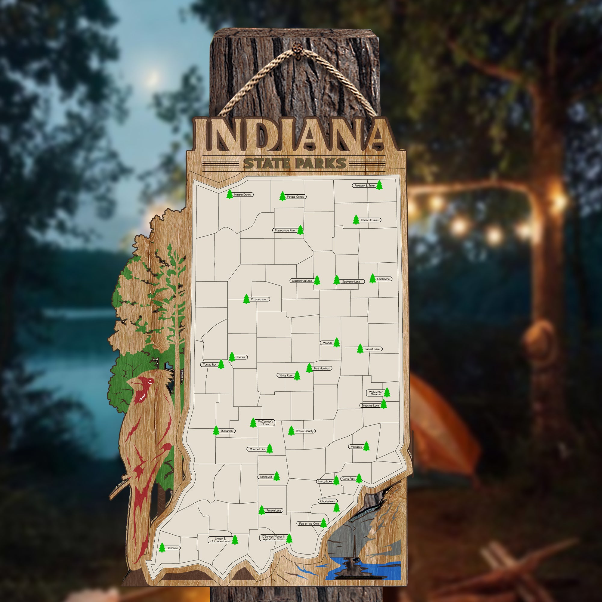 Indiana State Park Map, Personalized Travel Map, Gift For Travelers