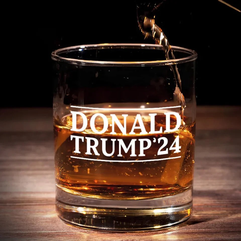 US President Trump2024 Whiskey Glass, Funny Glassware, Cool Gifts For Dad