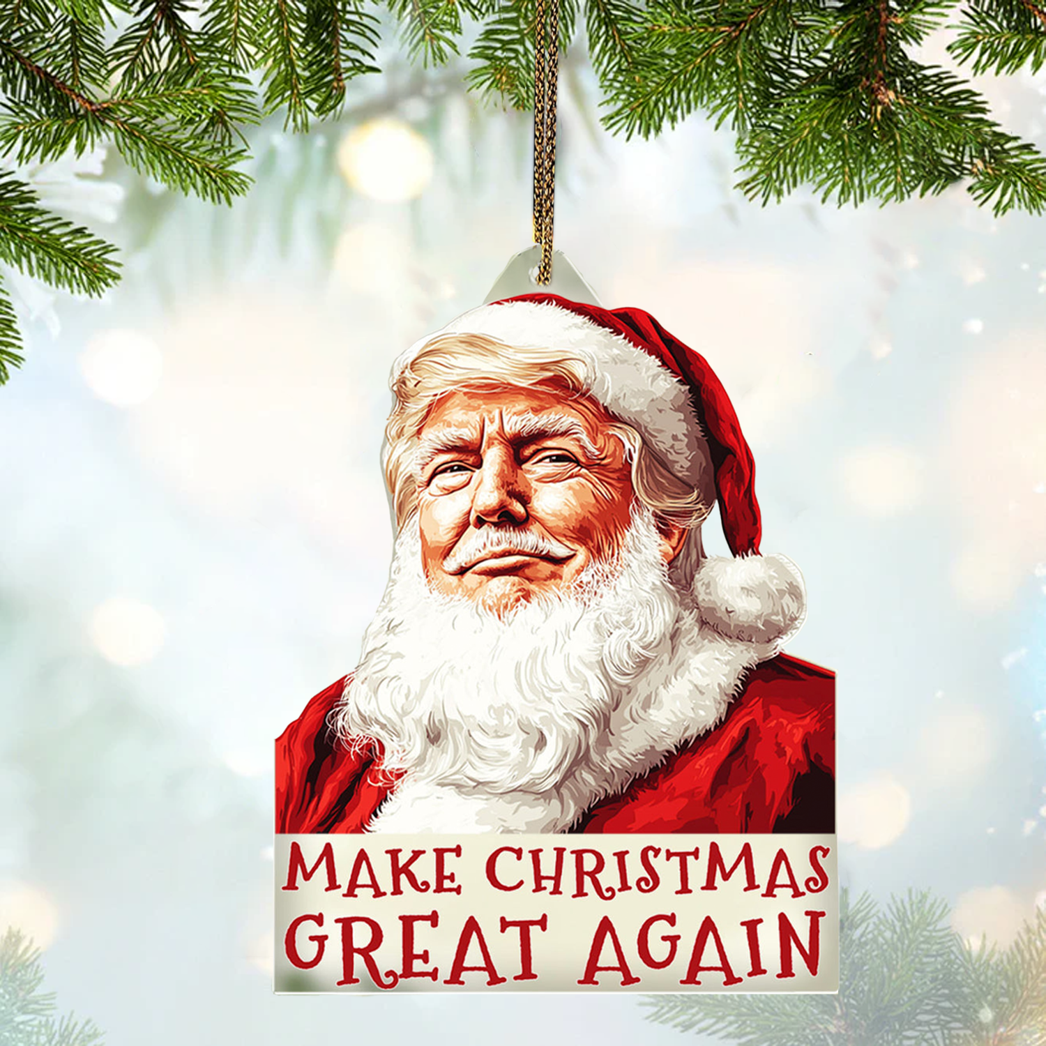 Trump2024 Santa Christmas Ornament, Trump America President, Christmas Gift