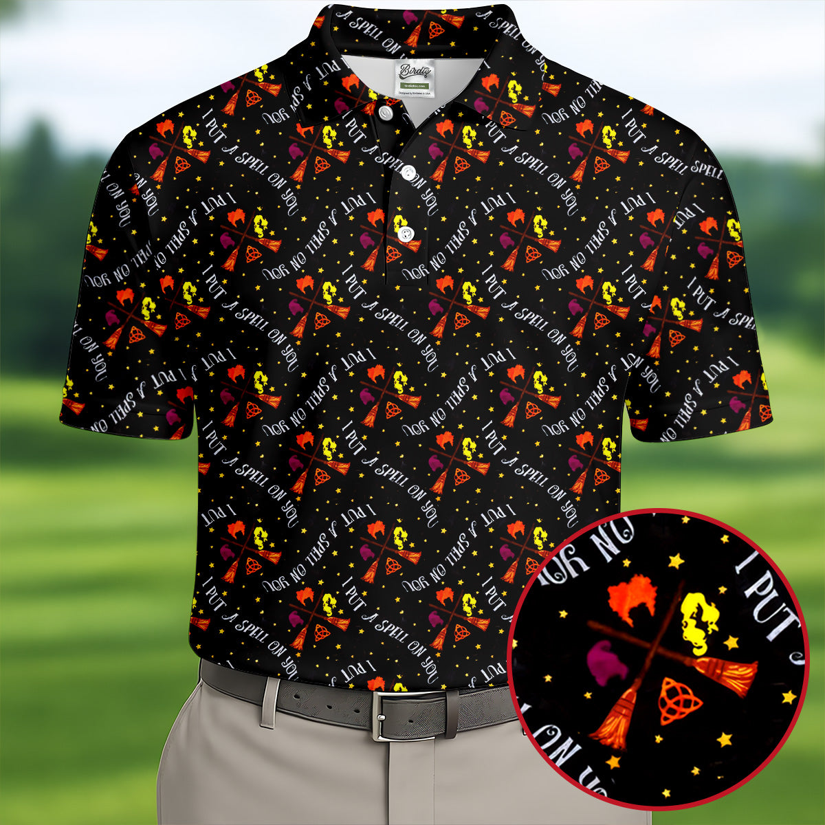 I Put A Spell On You Horror Character Polo Shirt, Halloween Shirt, Mens Golf Shirts