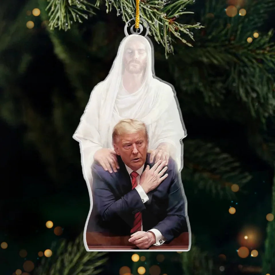 Trump2024 Jesus Guide Me Custom Shaped Acrylic Ornament, 2024 Christmas Ornament