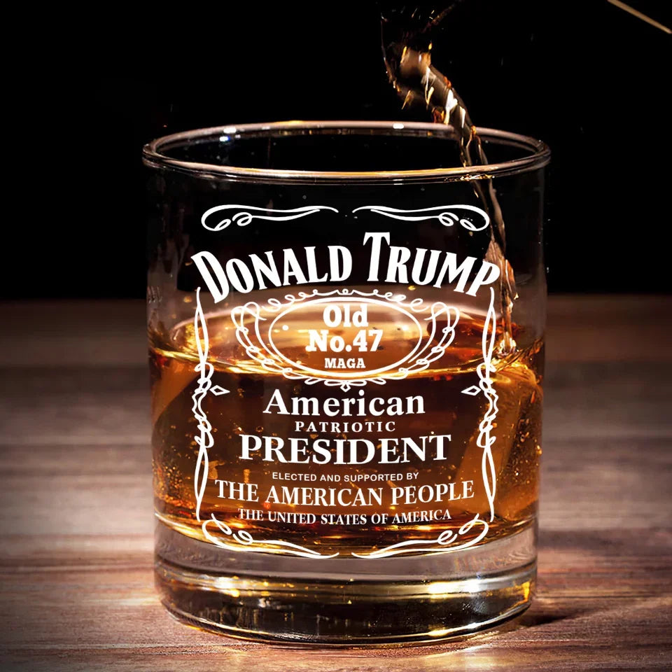 Trump2024 American Patriotic Whiskey Glass, Patriotic Wine Glass, Conservative Gifts