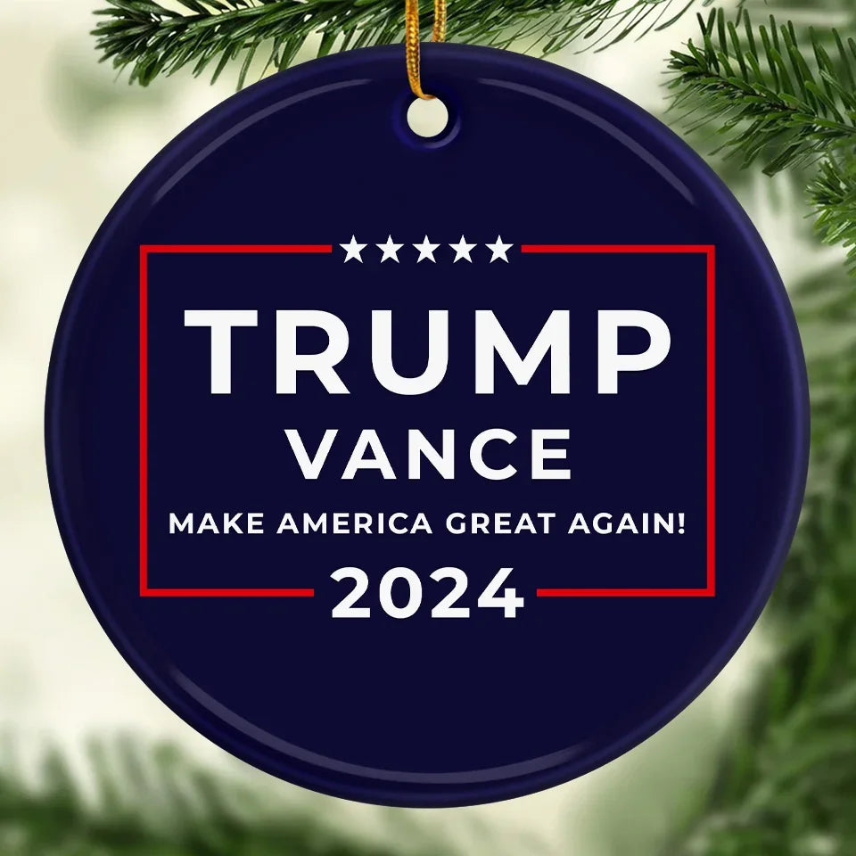 Trump Vance America Great Again Ceramic Christmas Ornament, 47th US President, Christmas Decor