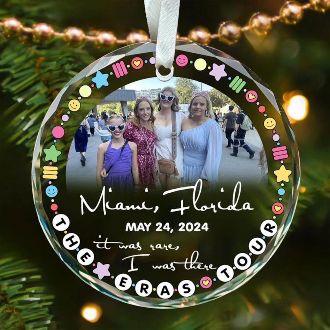 Personalized The Eras Tour 2024 Glass Ornaments, Custom Photo Ornament, Gift For Swifties, Christmas Gift