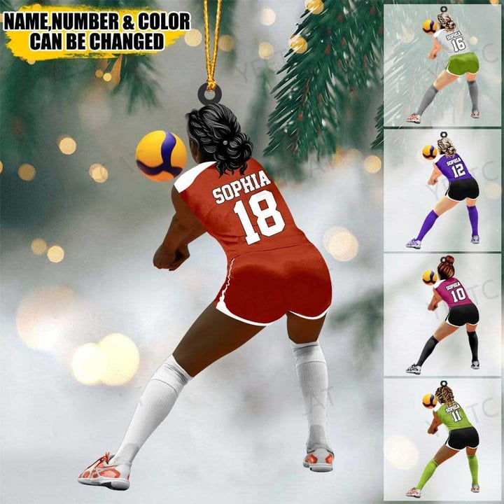 Personalized Female Volleyball Player Acrylic Ornament, Volleyball Ornament, Christmas Gifts