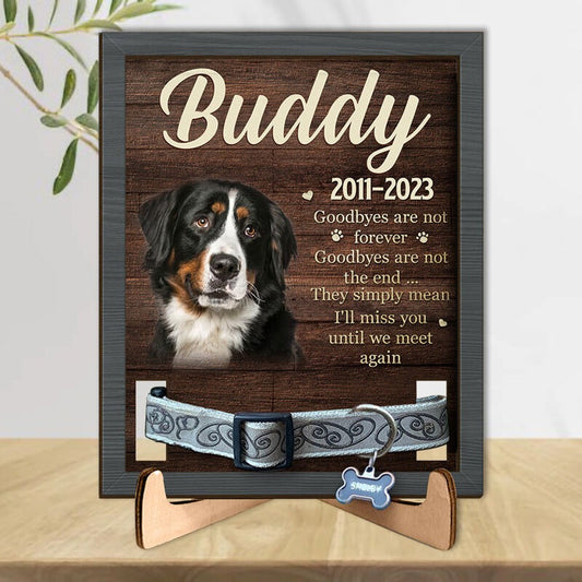 Wooden Pet Memorial Frame, Engraved Wood Frame, Cat Loss Gifts, Dog Collar Holder, Custom Pet Plaque, Dog Loss Frame, Memorial Gifts