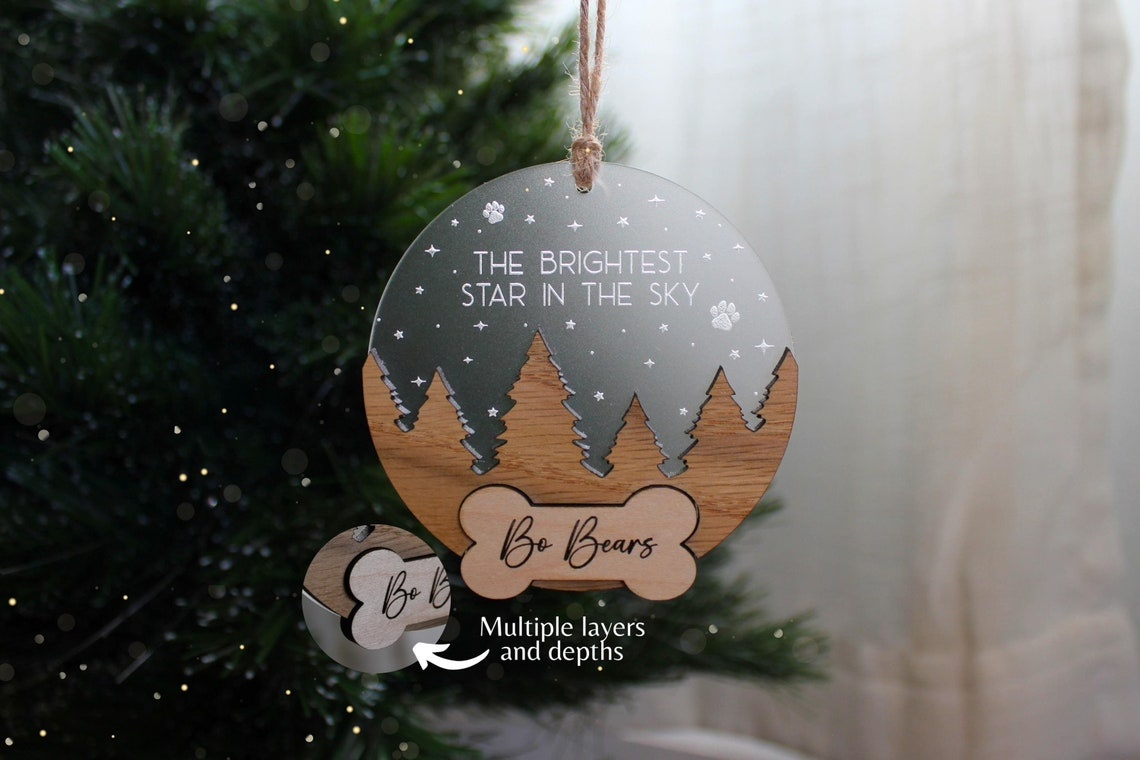 Personalized The Brightest Star In the Sky Ornaments, Pet Memorial Ornament, Christmas Memorial Ornament