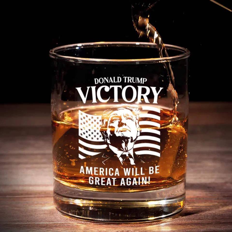 Trumpvictory America Great Again Whiskey Glass, Trump2024 Fashioned Glass, Cool Gifts for Dad