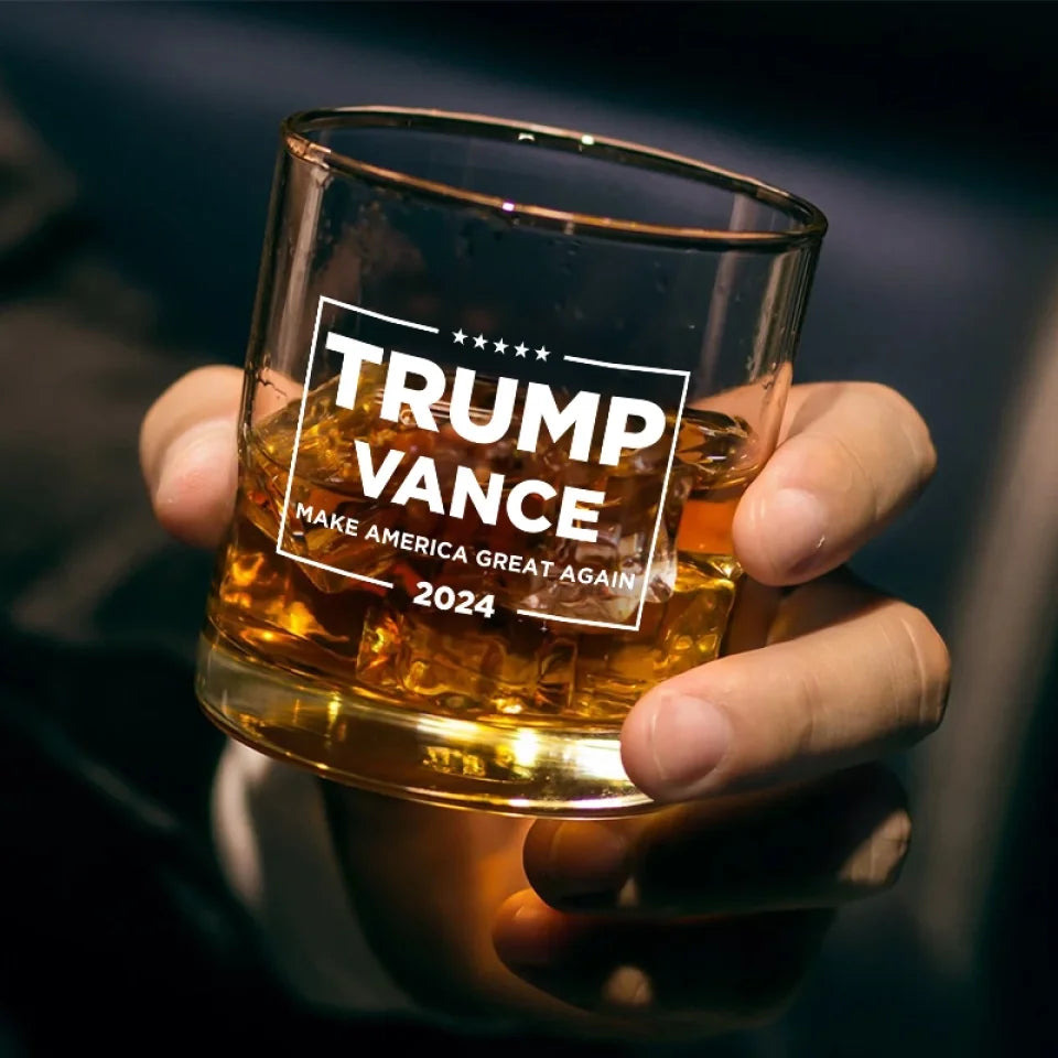 Trumpvance Make America Great Again Whiskey Glass, Patriotic Wine Glass, Presents For Dad