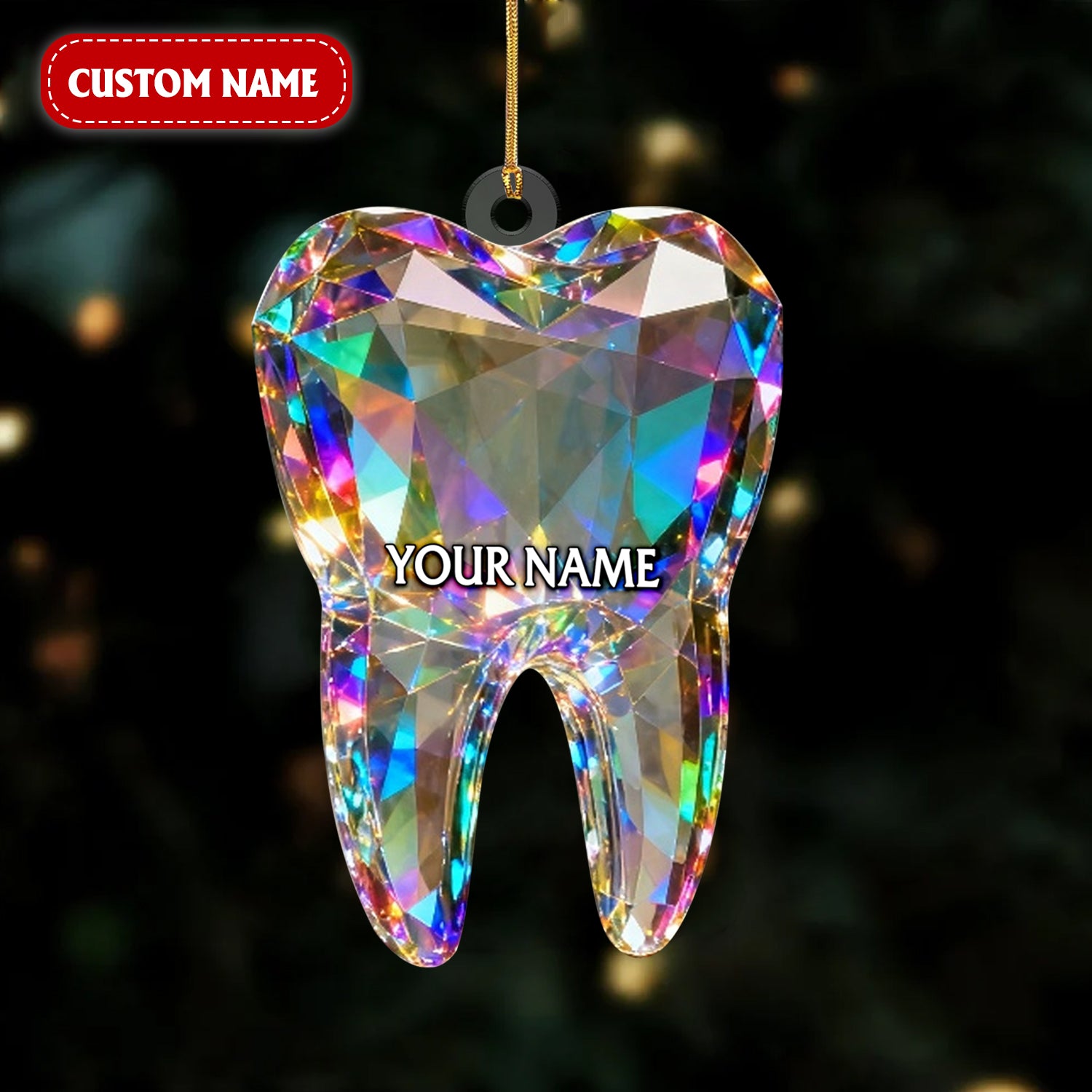 Tooth Art Figurine Stain Glass Crystal Effect Acrylic Ornament, Dentist Decor Christmas Unique Gift