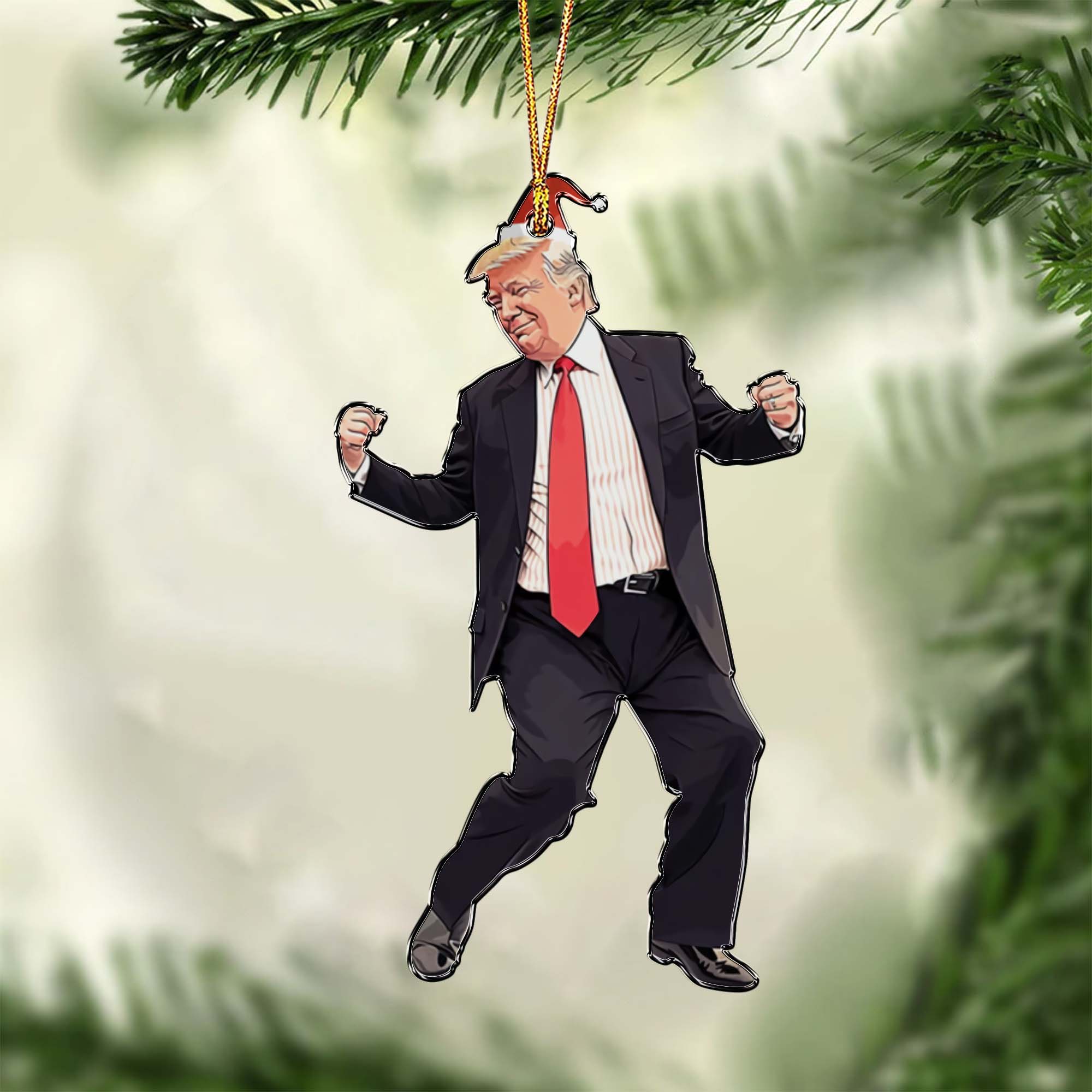 Trump Dancing Trump2024 US President Funny Acrylic Christmas Ornament, Christmas Decor