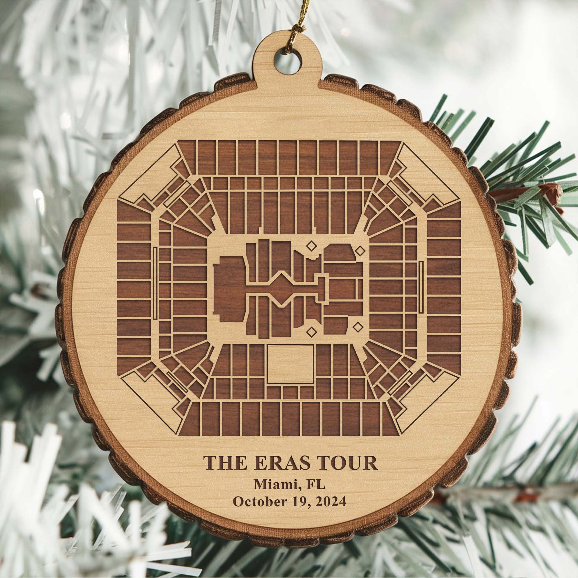 The Eras Tour Miami Stadium Personalized Christmas Wood Ornament, Gift For Swifties