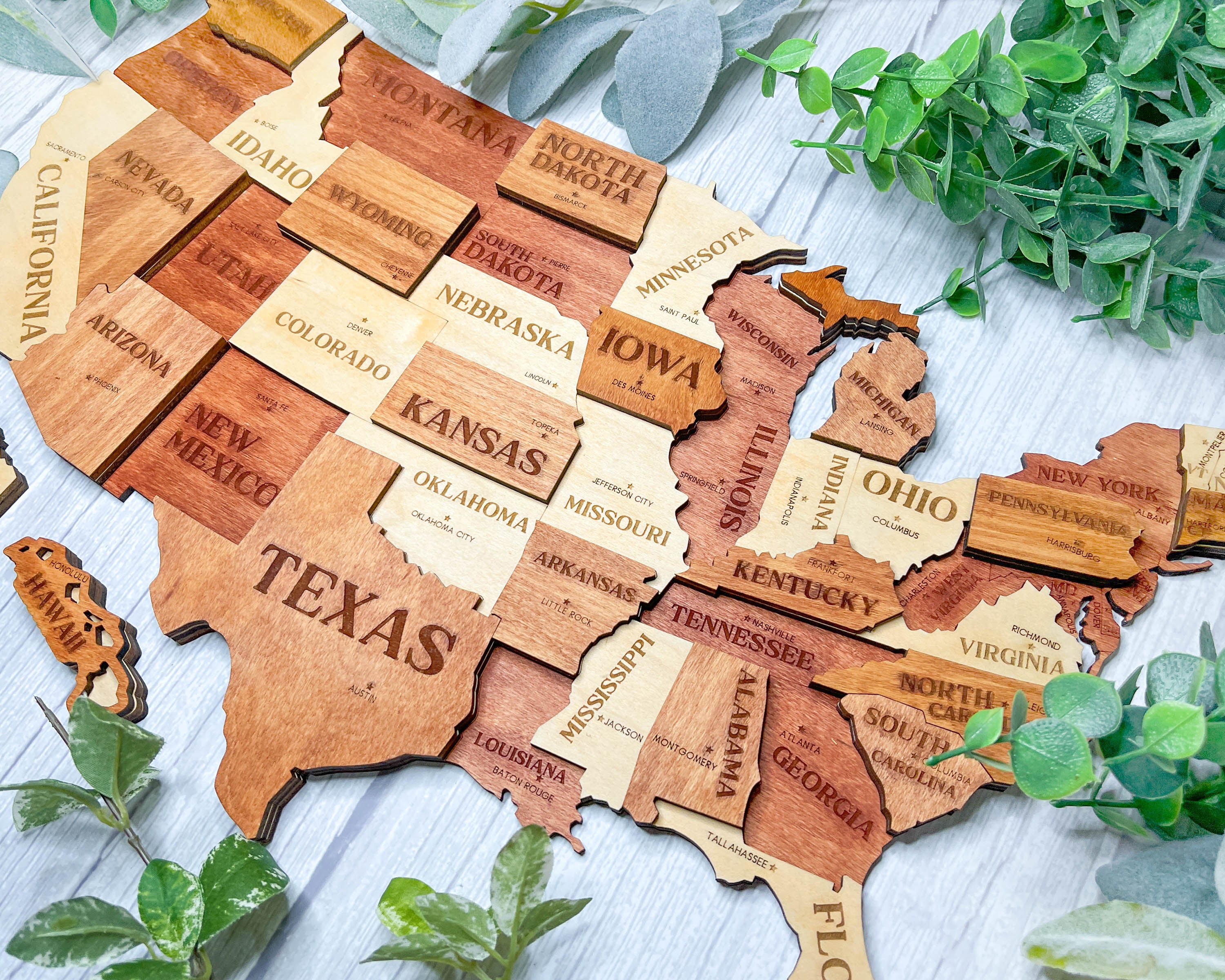 US Travel Map, Wood Map Of United States, 3D Wood Wall Art, New Apartment Gift