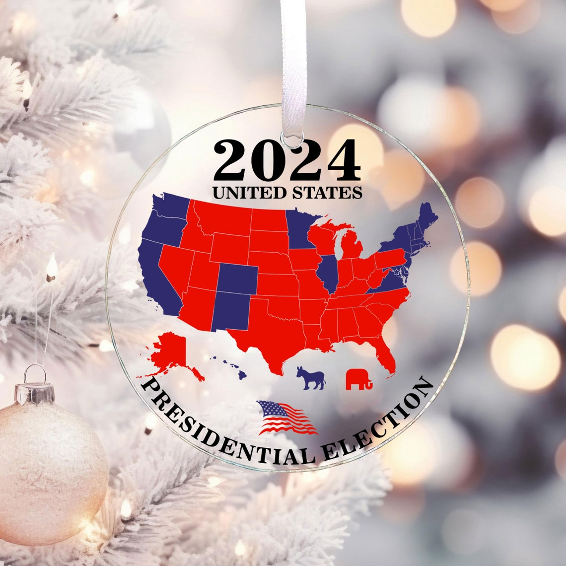 US Election Results 2024 Ornament, Make America Red Again Christmas Acrylic Ornament