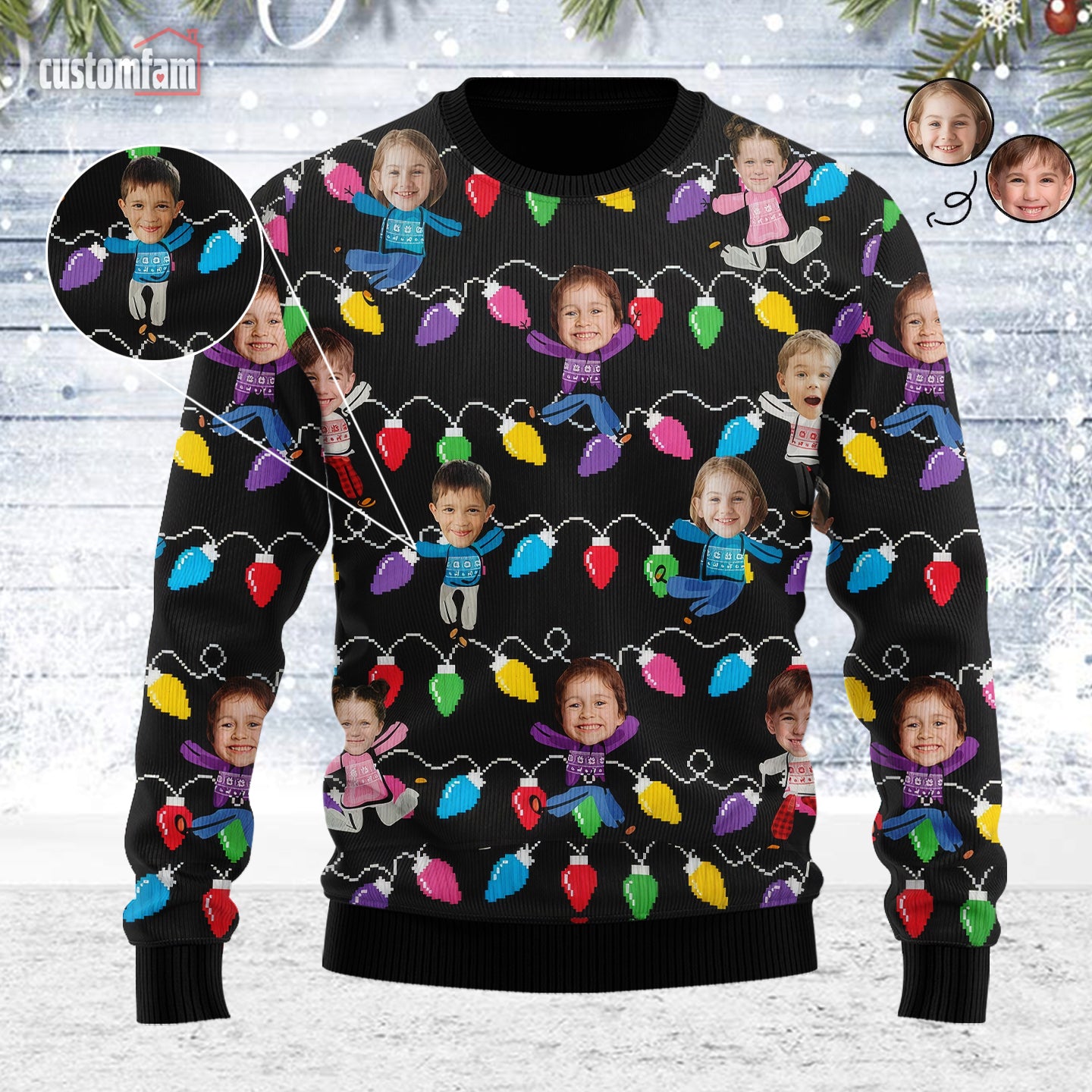 Custom Kids Pictures Funny Ugly Christmas Sweater, Christmas  Gifts