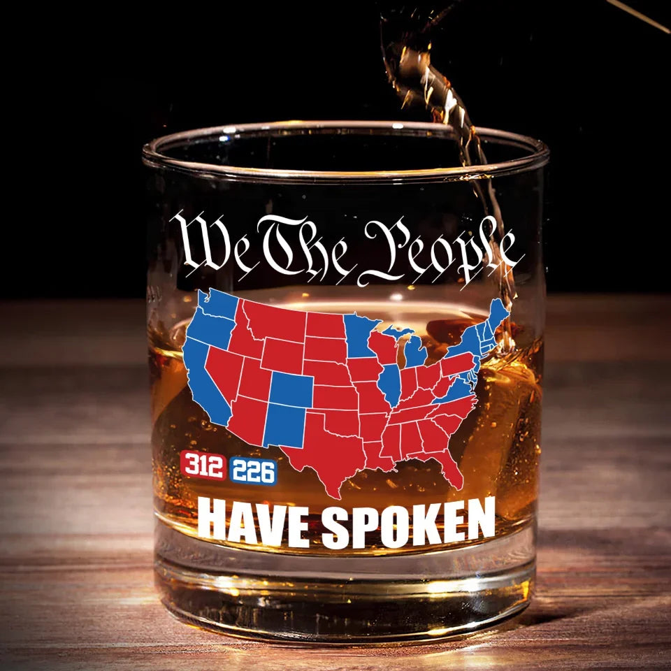 We The People Have Spoken America Map Whiskey Glass, Trump2024 Glassware, Presents For Dad