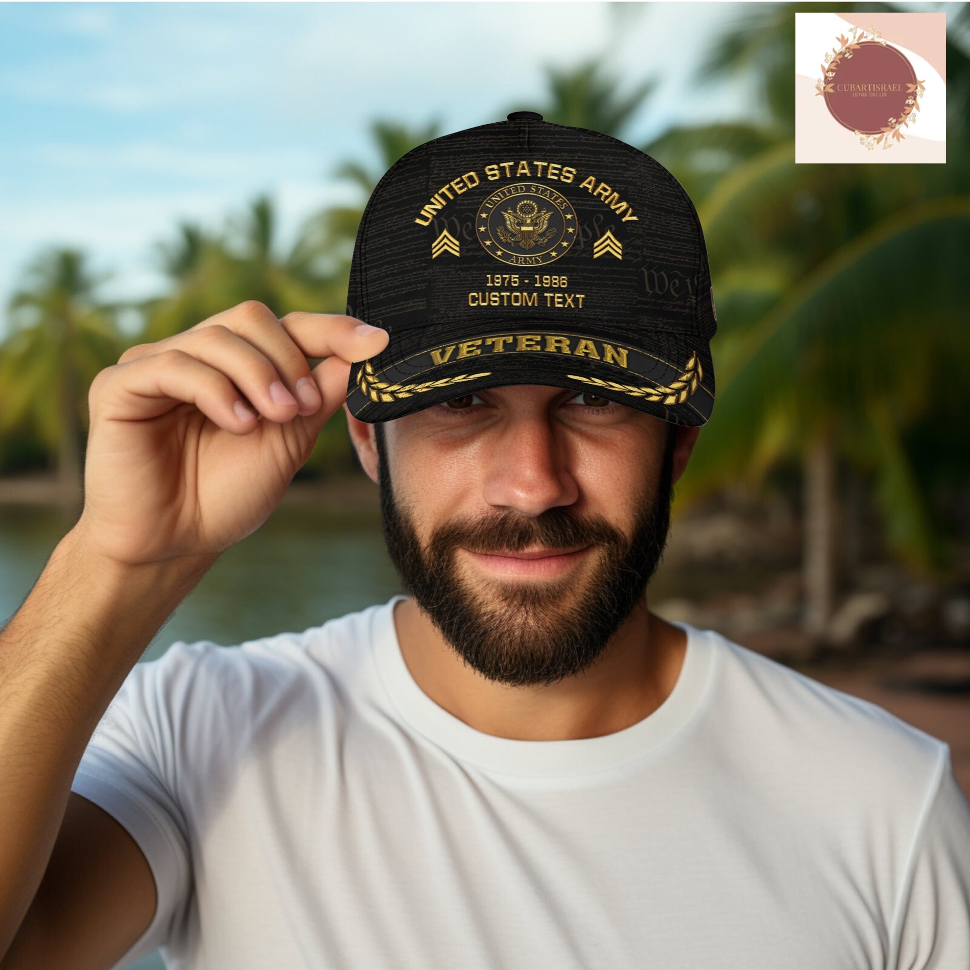 Personalized All-Over Printed Military Baseball Cap, Dad Hat, Veteran Gift