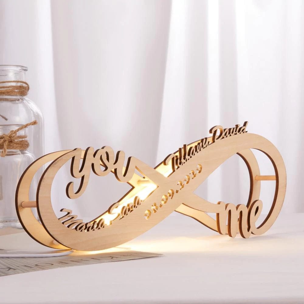 Custom Wooden Lamp Night Light, Anniversary Gift for Couple