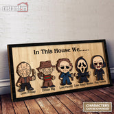 In This House We Horror Halloween Magnet 2 Layered Frame Wooden Sign