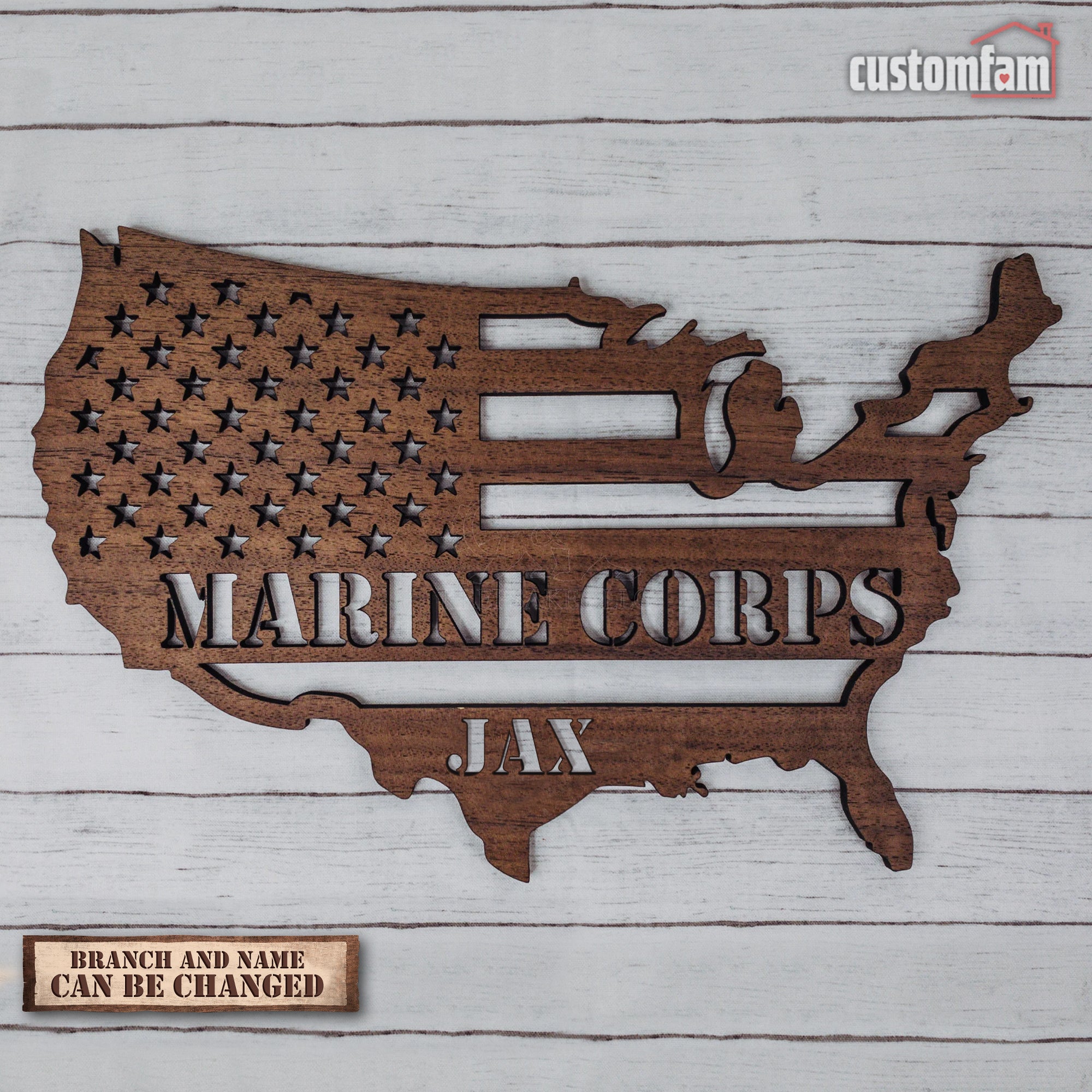 Personalized Military Flag 2 Layered Wooden Flag, Military Wood Flag Sign, Gifts For Dad