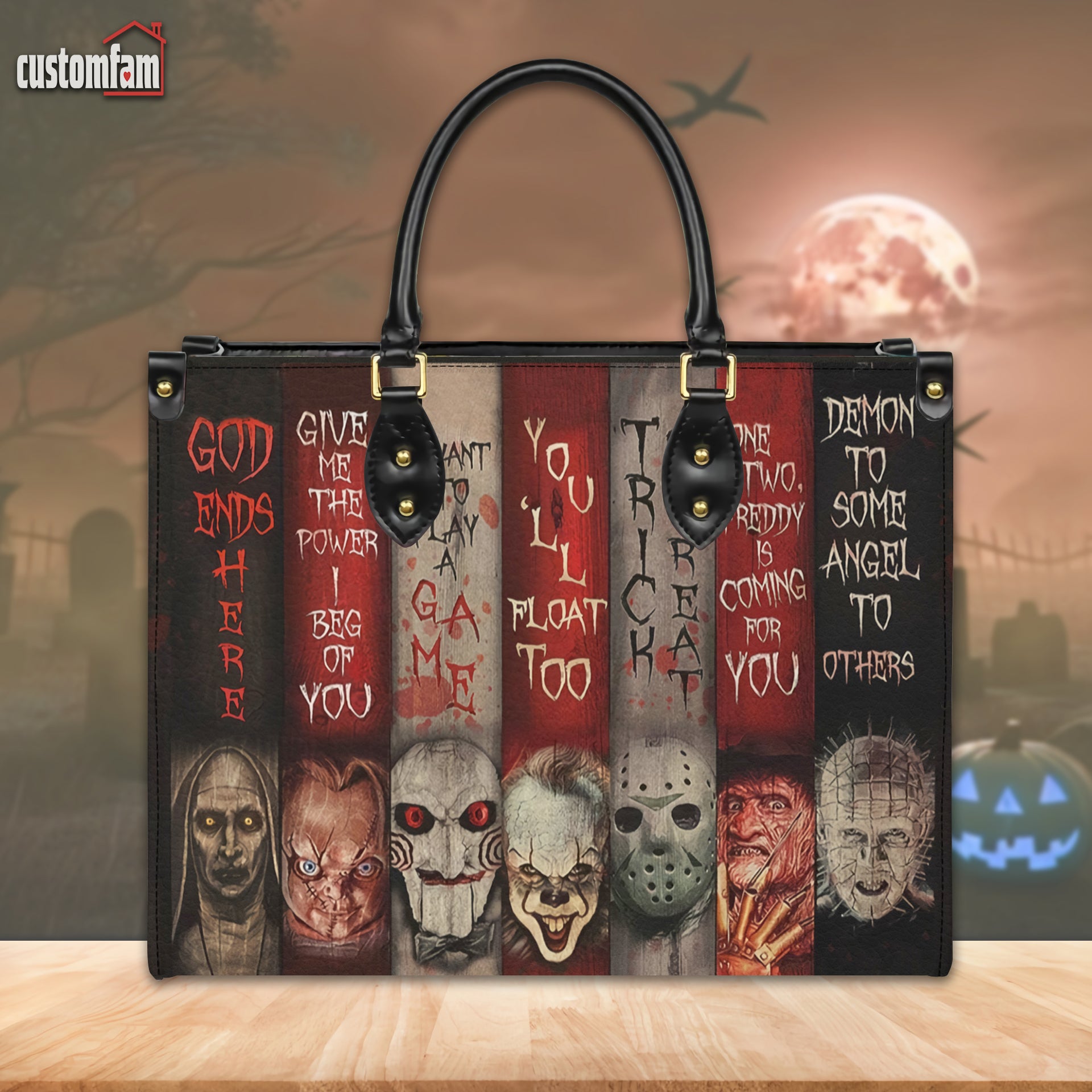 Horror Movie Leather Handbag, Halloween Scary Bag