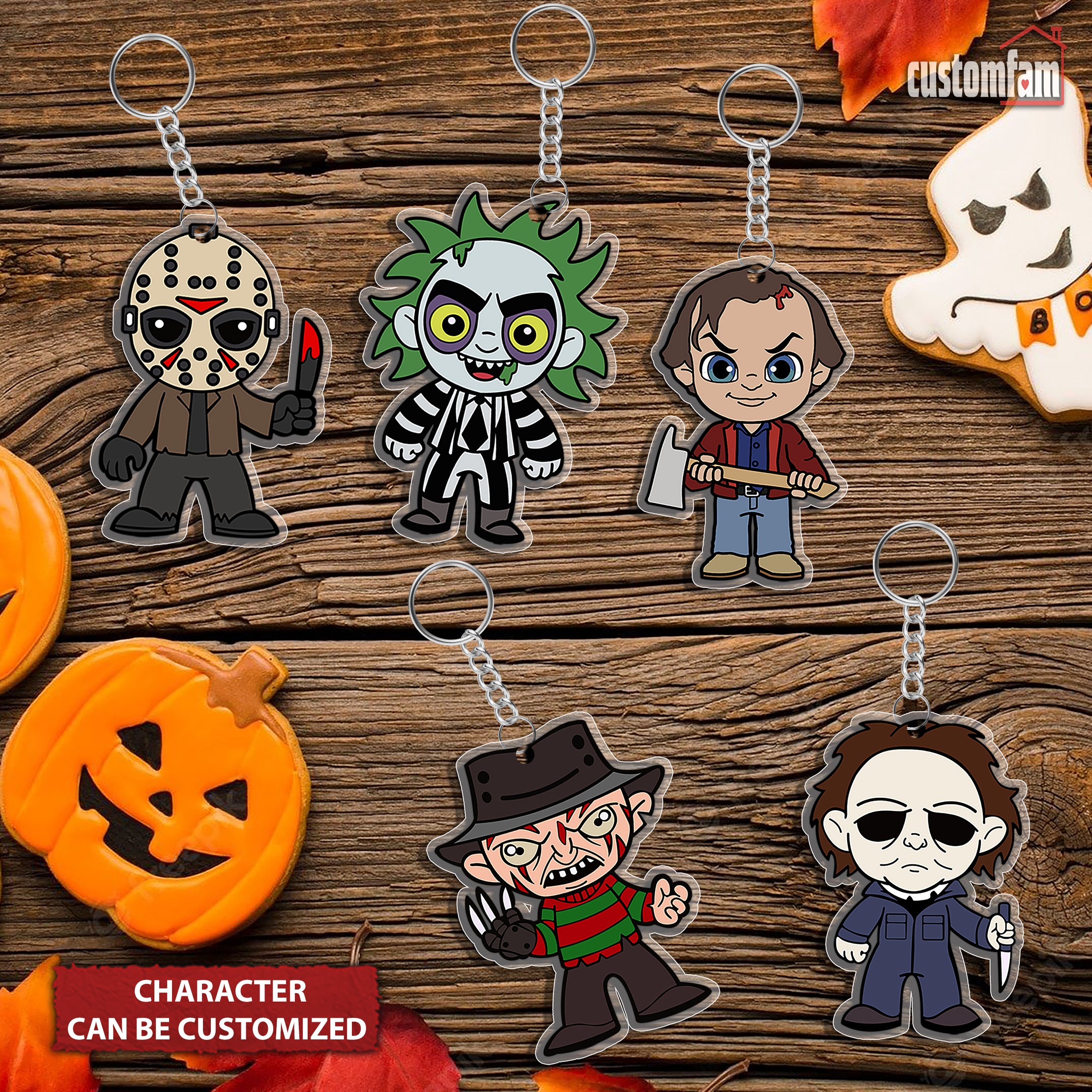 Horror Movies Characters Custom Keychain, Halloween Scary Movies Fan Gift