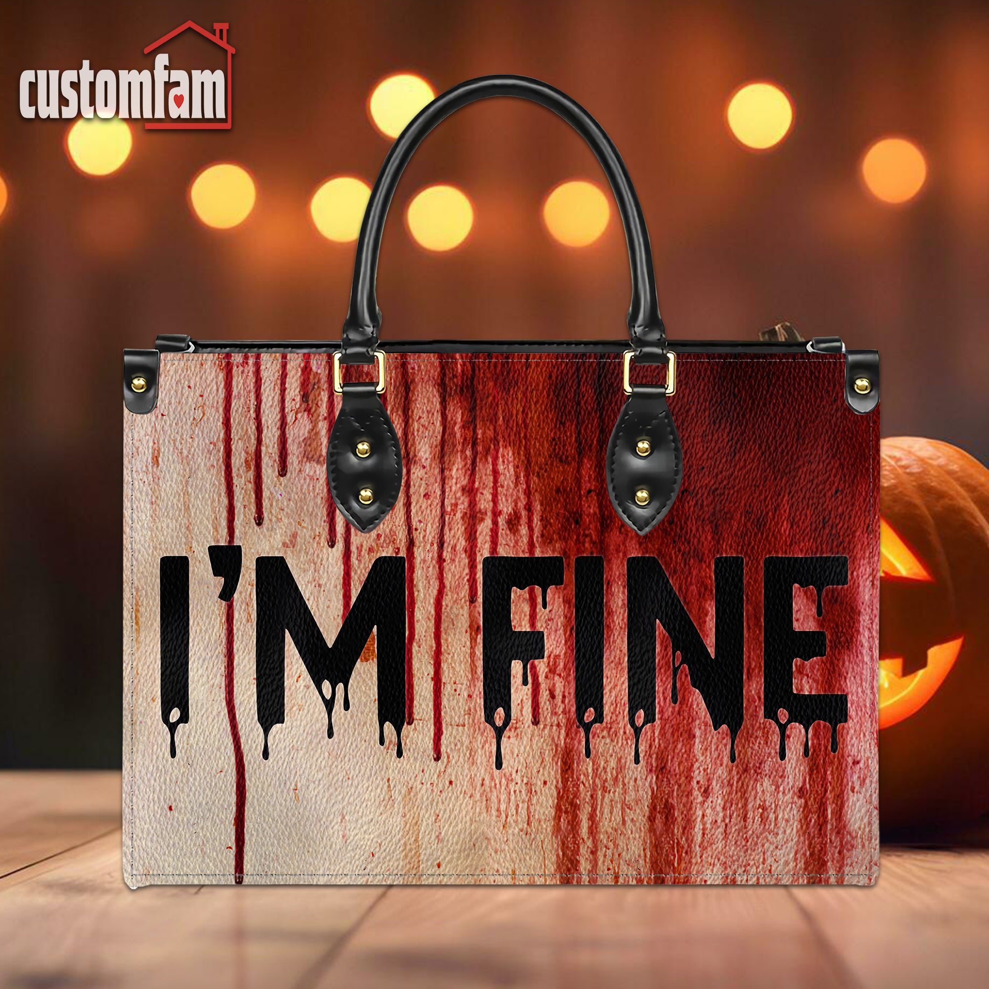 Bloody I'm Fine Horror Themed Leather Handbag & Purse, Halloween Gift