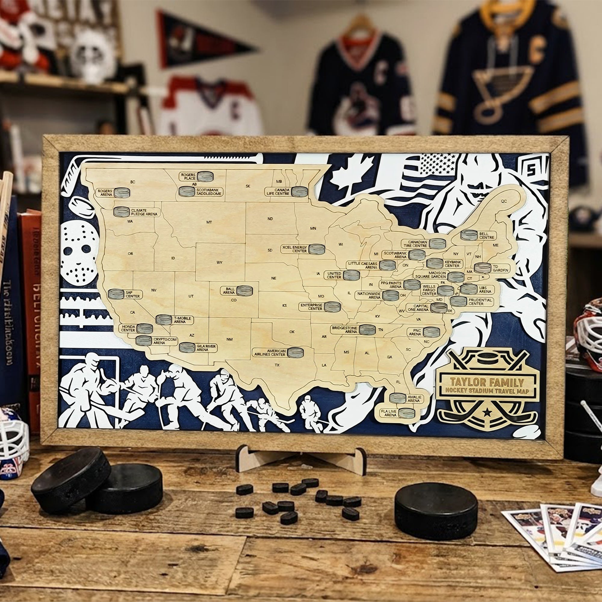 Hockey Team Map, Ice Hockey Map, Hockey Arena Map, Gift For Hockey Player