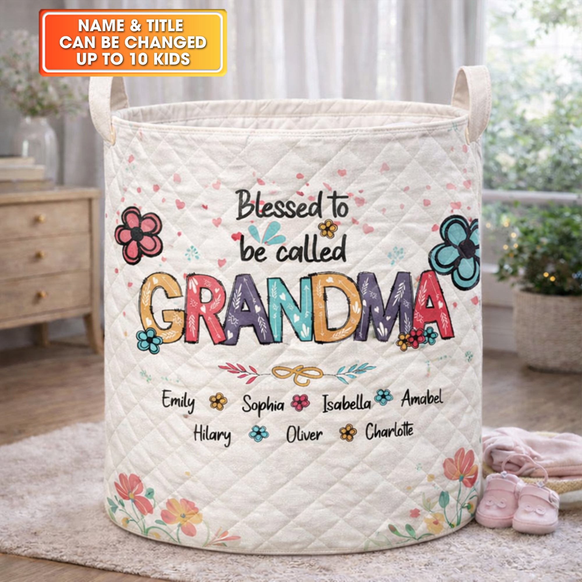 Blessed To Be Called Grandma Basket Laundry Gifts, Housewarming Gift Ideas, Storage Basket Mother's Day Presents