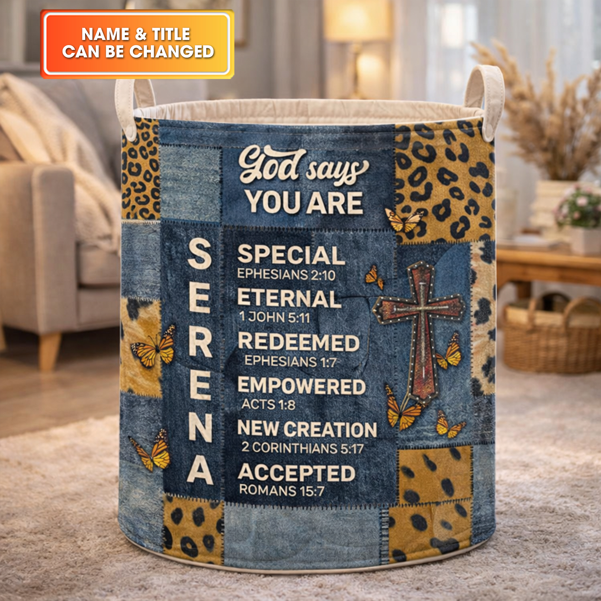 God Says I Am Leopard Pattern Basket Laundry Gifts, Mother's Day Presents For Women Of God