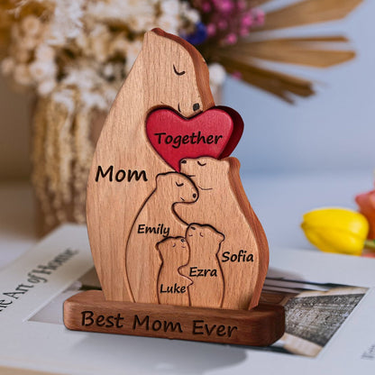 Custom Wooden Bear Family Puzzle Keepsake Home Decor For Mother's Day Gift Ideas