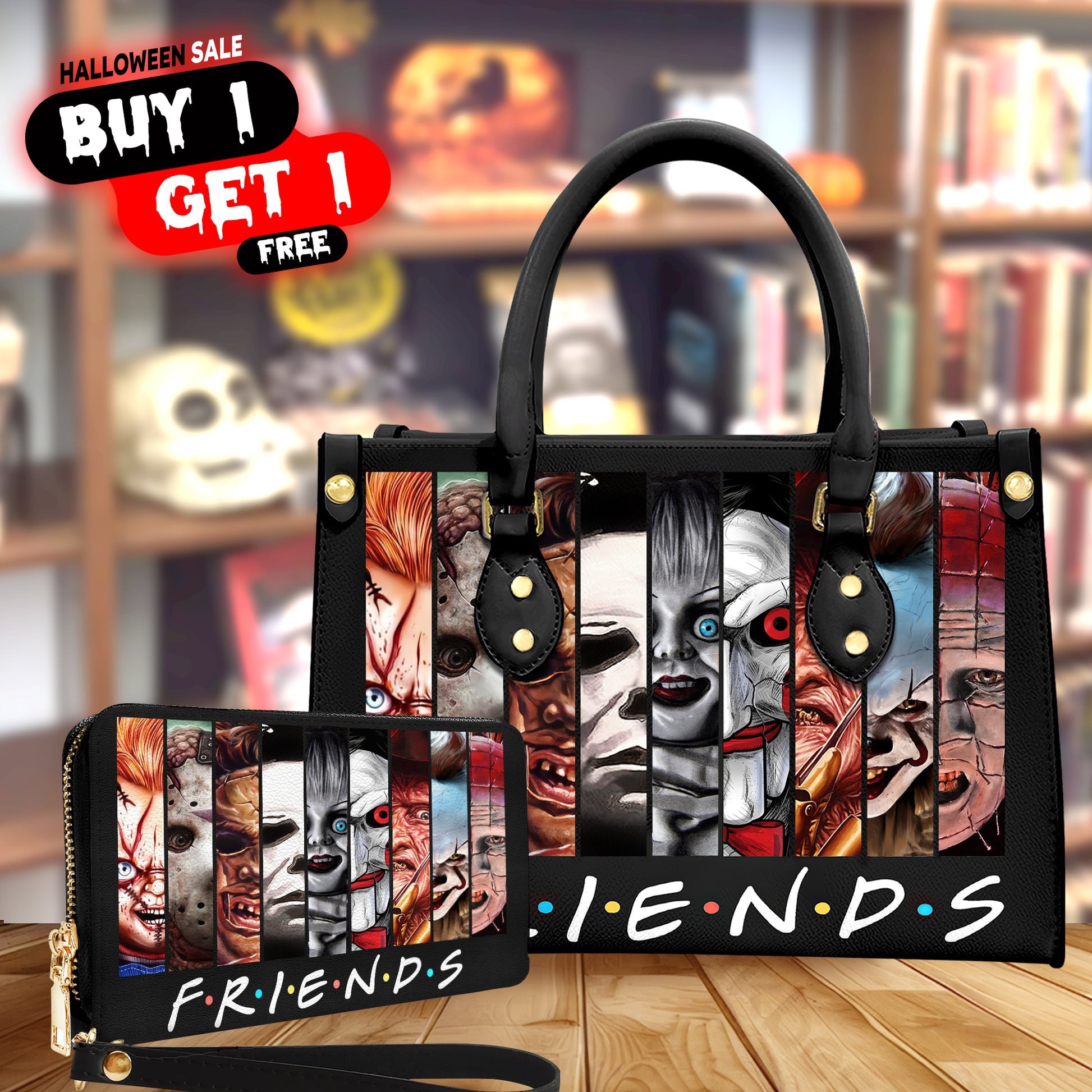 Horror Friends Movie Leather Handbag, Halloween Gift For Her