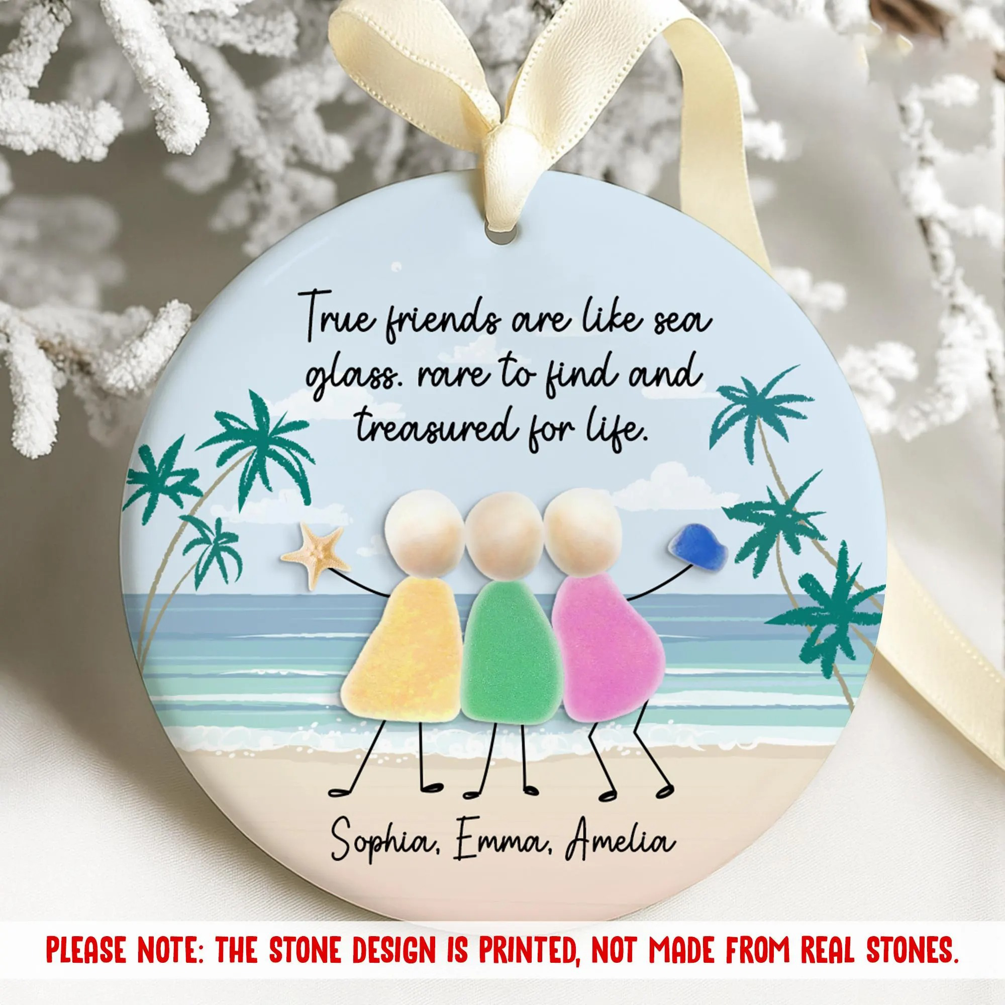 True Friends Are Like Sea Glass Ceramic Ornament, Best Friend Ornament, Holiday Gifts, Christmas Ornament