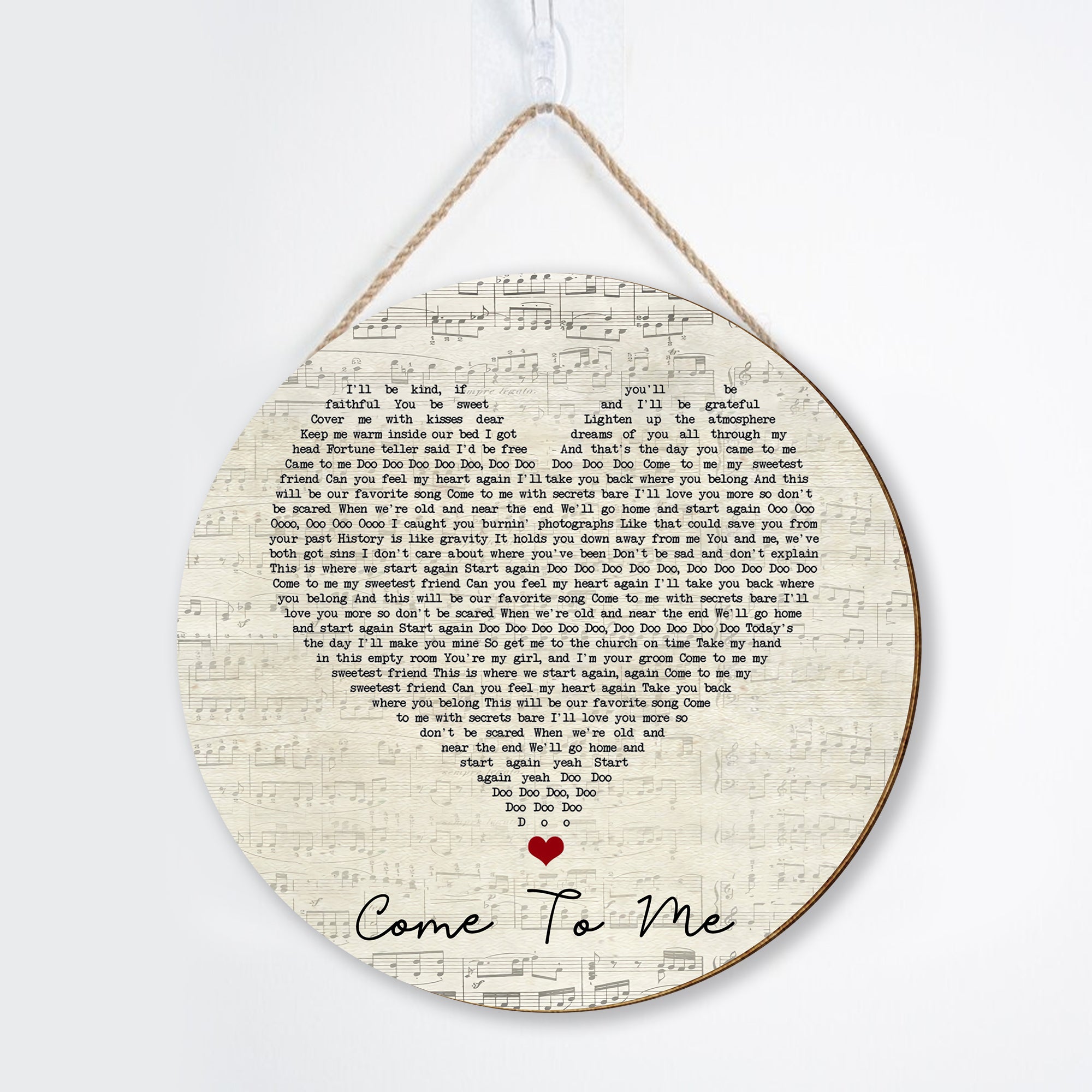 Goo Goo Dolls Come To Me Script Heart Song Lyric Print Round Wood Sign, Wood Signs For Home