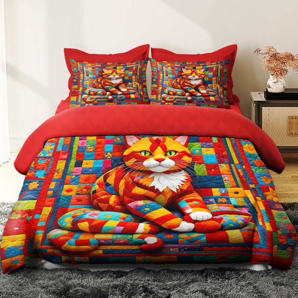 Cat Quilt Bedding Set, Bedding Set, Gift For Cat Lovers