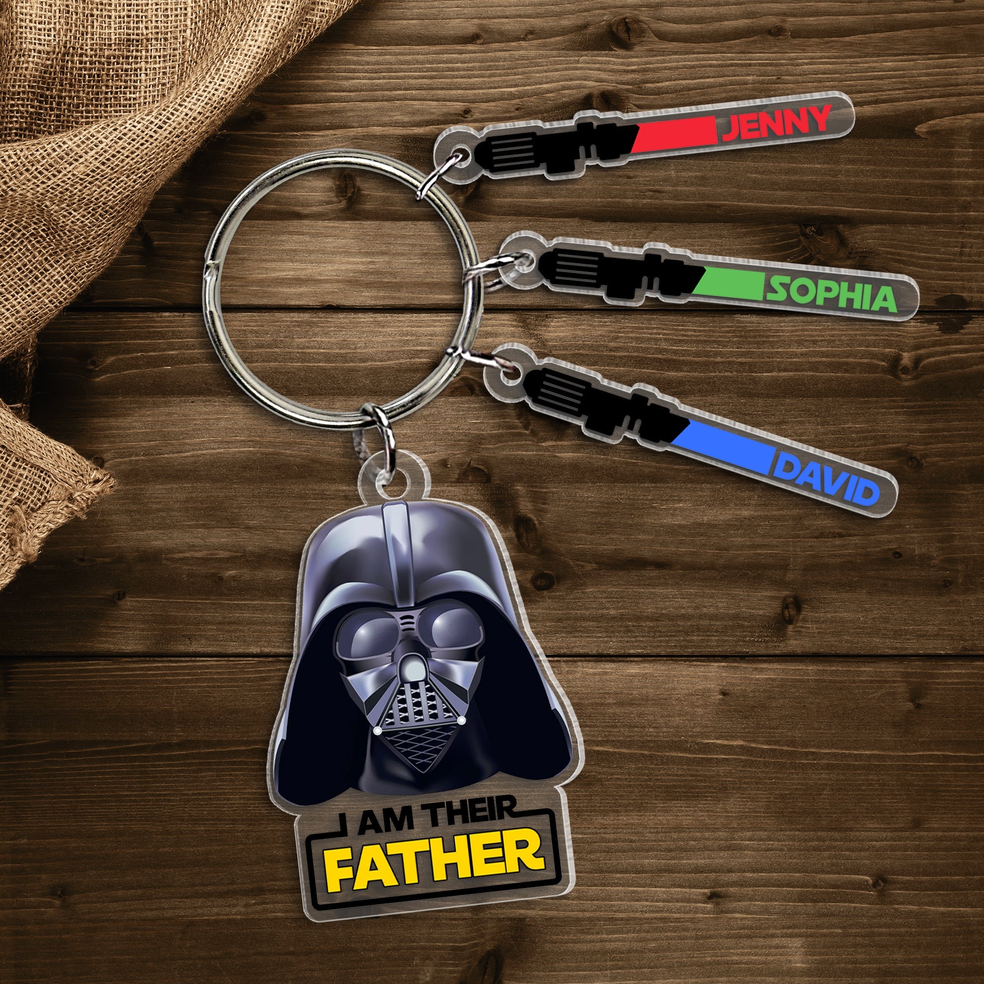 DarkVader Acrylic Keychain With Baby Charms, Father's Day Gift, Gift For Dad