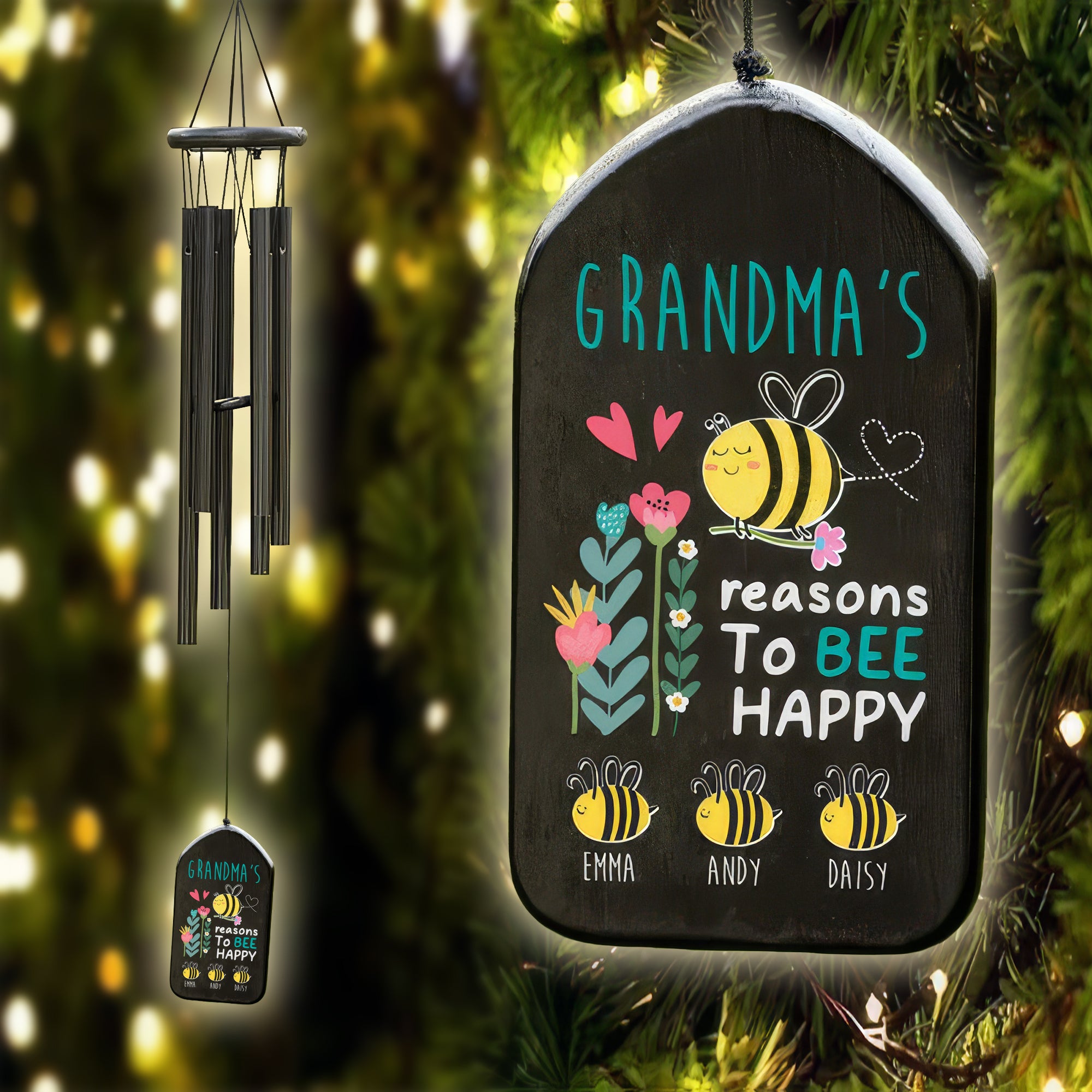 Reason To Be Happy Personalized Wind Chimes, Family Gifts